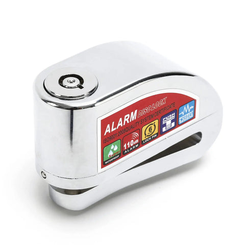 Heavy Duty Disc Brake Rotor Lock With Waterproof Electronic Alarm For Scooters Motorcycles And Bicycles in stainless steel
