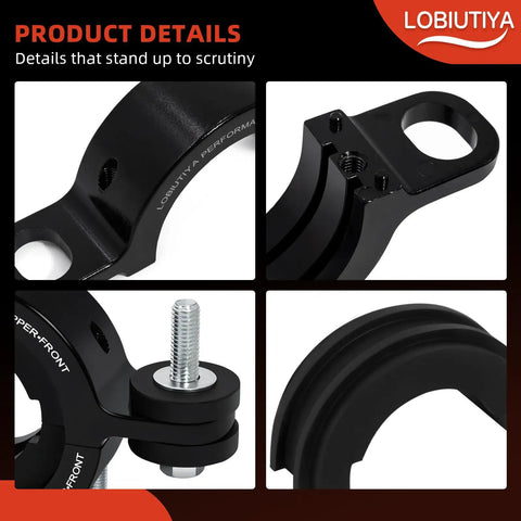 Toyota Carrier Bearing Support For Tacoma Tundra And T100 Driveshaft Center Bearing Black Beefy Heavy Duty Center Support Direct Fit For OE 37230-35130 And 211750-1X Reuses OEM Frame Bolts Easy Install black split-housing carrier bearing support close-up