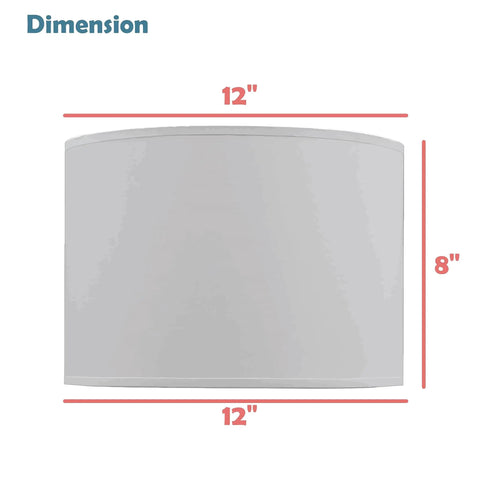 Collapsible Drum Spider Shade In Oatmeal Linen, 12 Inch Top, 12 Inch Bottom, 8 Inch Slant Height, Nickel Fitter, size dimensions diagram