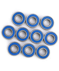 Flanged 5x11x4mm Deep Groove Ball Bearing 2RS Steel With Double Shield Seals for rail track systems, 10-piece pack
