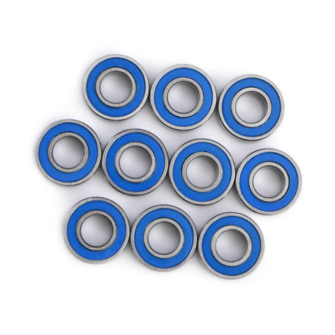 Flanged 5x11x4mm Deep Groove Ball Bearing 2RS Steel With Double Shield Seals for rail track systems, 10-piece pack