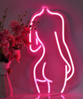 Pink Neon Sign LED Night Light USB Powered Wall Decor for Bedroom Man Cave Vibe Bar Pub Store Club Garage Home Party 17x8.5 Inches Flexible Silicone LED Strip on Clear Acrylic Board with floral decor