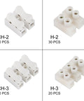 100 Piece Wire Connectors Kit With Plug And Play Quick Terminals For DIY Electronics And LED Strips, 2 Pin Clamp Blocks CH-2 CH-3 H-2 H-3