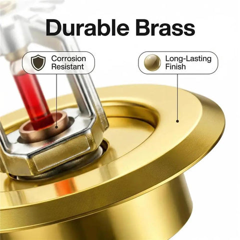 Top Shelf Fire Sprinkler Escutcheon Covers 3 4 Inch removable brass head plate showing corrosion resistant gold finish.