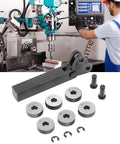 Two Wheel Knurling Tool For Lathe With Diagonal Slant Teeth, dual rollers and accessories, heavy duty steel, for metalworking.