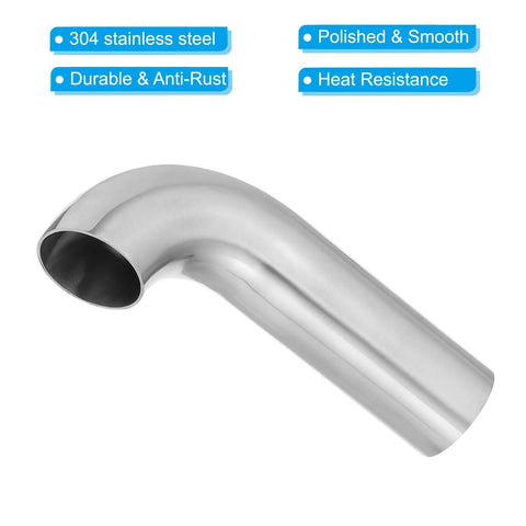 Side view of 1-5/8 in OD 304 stainless steel 90-degree mandrel bend elbow.