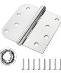 Heavy Duty Ball Bearing Door Hinges Four Inch Stainless Steel Brushed Nickel Finish close-up with mounting screws and bearing.