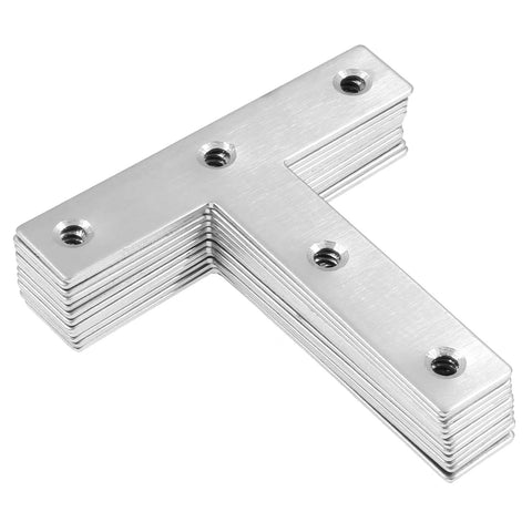 Stack of 12 Piece T Shaped Mending Plates 3.1 By 3.1 Inch Stainless Steel Flat Corner Brackets
