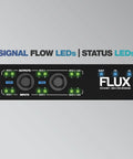 Front view of Flux 6x6 USB C DVS Interface For Serato DJ Pro with signal flow and status LEDs visible