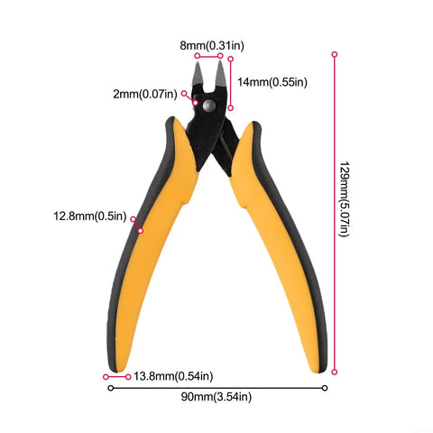 Get The Job Done Right With These Durable Spring Action Diagonal Cutting Pliers. 128mm wire cutter with black and yellow grips.