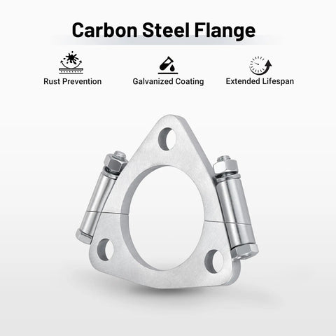 Heavy Duty 2.25 In Triangle Exhaust Split Flange Repair Kit Built From Beefy Carbon Steel With Two Hex Socket Bolts.
