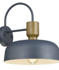 Outdoor Barn Light Gooseneck With Hammered Metal Shade In Gold Farmhouse Exterior Wall Mount Sconce
