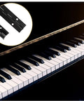 Heavy Duty Piano Hinges 4 Pack 12 Inches By 1.2 Inches Black Stainless Steel shown on piano