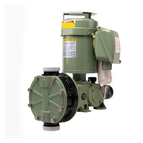 Industrial Grade Mechanical Diaphragm Metering Pump LK-F45 for precise chemical dosing, lab and plant equipment, front view close-up