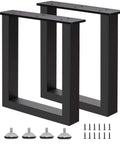 Heavy Duty Steel Table Legs 16 Inch Rock Solid Metal Bench Legs Set Of Two, black steel with leveling pads and screws.
