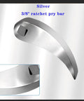 Silver 3/8 inch Two Pack Pry Bar Wrench Adapter And Ratchet Pry Bar Attachment with 360 Degree Swivel Head