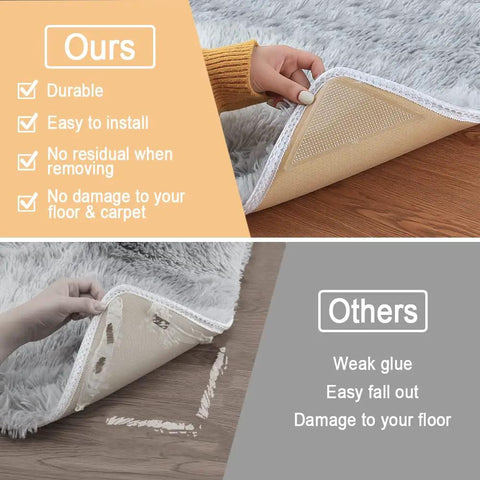 Comparison of triangle anti slip rug tape pad set keeps rugs in place and prevents curling, washable and reusable clear rug tape for hardwood floors
