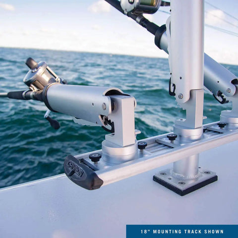 Aluminum Mounting Track For Downriggers And Boat Accessories - 12 Inch Stainless Track For Saltwater Fishing, Killer Trolling Setup With Adjustable Rod Holders And Downriggers, Easy Rail System For Custom Spreads; 18-inch track on boat with rod holders