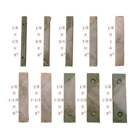 Pro Grade Ten Pairs Precision Parallel Set One Eighth Inch Thick Hardened Alloy Steel Six Inch Long With Two Holes Each Delivers Ultra Tight Parallelism Down To Two Ten Thousandths Of An Inch Includes Heights From Half Inch To One Five Eighths Inch