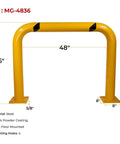 4 Pack Built Tough High Profile Steel Machine Guard Rails 36x48 Floor Mounted Yellow Powder Coat With Black Visibility Stripes