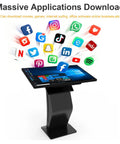 43 Inch Interactive Touch Screen Kiosk Running Windows Os Platform With Straight Up 10 Point Pc ap displaying various application icons.
