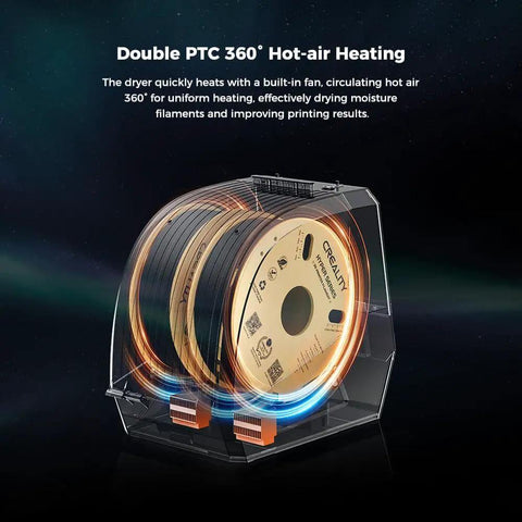 Dual Spool Filament Dryer Box For 3D Printing Space Pi Dryer Plus with 360 degree hot-air flow and visible double spools inside