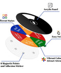 Exploded view of black Office Door Sign With Six Status Options Do Not Disturb Please Knock In A Meeting Working Remotely