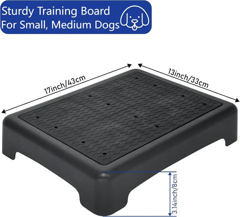 Portable Dog Training Platform With Non Skid Surface For Small Dogs, 17 x 13 x 3.14 in, black with wave texture surface