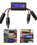 Heavy Duty Power Meter 0 To 60 Volts 150 Amps Solar Panel Tester with Photovoltaic Connector displaying voltage and current readings.