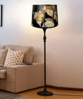 Metal Etched Drum Lamp Shade With Dope Leaf Pattern For Table And Floor Lamps Large 12 By 14 By 10 Inch Spider Fitter Harp Required Alucset Metal Construction Durable Aluminum Finish on floor lamp