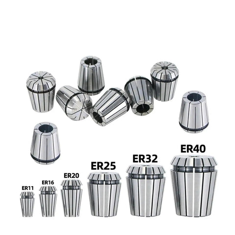 1pc ER Spring Collet Chuck Spindle Motor Built Hard As Nails For Heavy Duty CNC Milling And Lathe Work Smooth High Speed Spin Crushes Real Jobs While Keeping The Rig Locked In Tight, showing various ER collets.