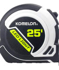 Rechargeable LED Light Tape Measure 25ft 1 Inch Tape With Slimline Case showing LED indicator and 25' marking
