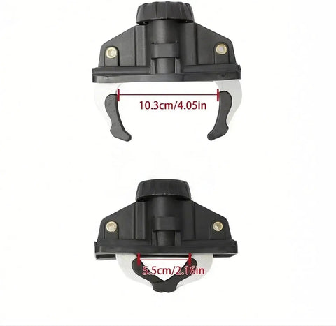 Roof Box Mounting Kit With Universal Quick Release Caliper Clips For Car Roof Racks And Luggage Carriers, shown with measurements