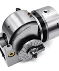 Built Tough Universal 3 Jaw Chuck Milling Indexing Head With Sweet Precision Rotary Table showing detailed gear mechanics and adjustable settings.