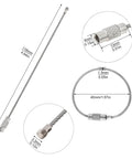 Diagram of Stainless Steel Wire Key Ring Cables 25 Pack, 4.6 Inch Loops, showing dimensions and braided texture details.
