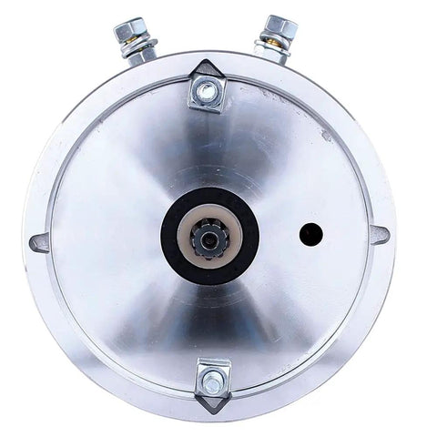 Top view of 12V CW Pump Motor Replacement For Waltco Liftgates Fenner Stone Hydrylac Dell Maxon Curtis Snow Plows, 9 Spline Shaft