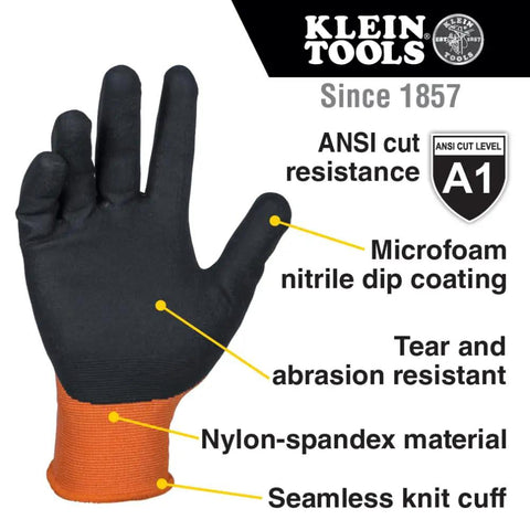 Rugged Knit Dipped Work Gloves With Nitrile Coating For Cut Resistance ANSI A1 Touchscreen Compatible Nylon Spandex Fit Snug And Flexible Grippy Grip X Large Two Pack For Everyday Jobs