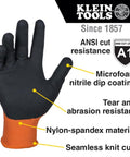 Knit Dipped Cut Resistant Work Gloves With Nitrile Coated Palms For Maximum Grip And Flexibility ANSI A1 Rating Large