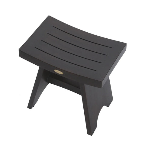 18 Inch Waterproof Teak Wood Shower Bench Stool Seat For Inside Shower Safe And Sturdy Seating With No Slip Flared Legs