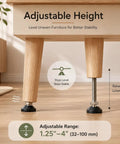20 Degree Swivel M10 Threaded Beefy Heavy Duty Furniture Leg Levelers With T Nuts 4.1 Inch Height 1.54 Inch Base 132 Lbs Per Leg Adjustable Leveling Feet For Cabinets And Tables, showing adjustable height on wooden furniture legs.