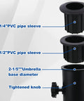 Universal Outdoor Umbrella Stand Heavy Duty Steel Tube Holder For Cement And Granite Boards DIY Tabletop Base with pipe sleeves