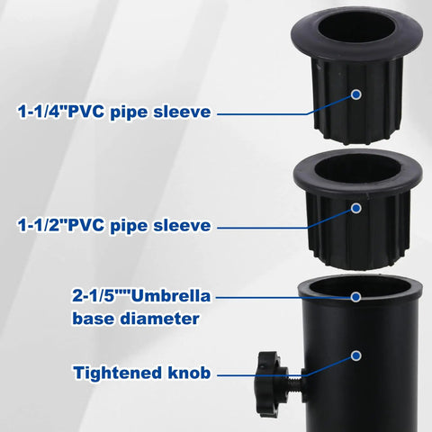 Universal Outdoor Umbrella Stand Heavy Duty Steel Tube Holder For Cement And Granite Boards DIY Tabletop Base with pipe sleeves