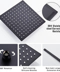 Matte Black 10 Inch Rainfall Square Shower Head System With Multi Function Wall Mounted Trim Kit Easy Install, anti-corrosion features