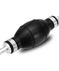 Built Tough Fuel Line Hand Primer Bulb That Pumps Smooth On Gas Or Diesel Engines 8mm X 516 Inch with black rubber body and silver fittings.