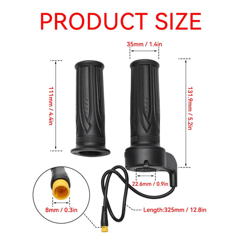 Full Twist Ebike Throttle Grip 12V To 72V With 3 Pin Waterproof Connector Fits 22.2mm Handlebar No Tool Needed Install For Instant Power And Smooth Control Compatible With Ridstar Q20 And Electric Scooters