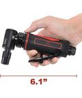 One Quarter Inch Angle Die Grinder With Pistol Grip Air Powered 20000 RPM AP17315 in hand, showing size and design features.