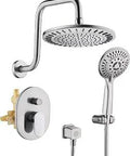 Upgrade Your Shower System With 9 Inch Rain Shower Head And 9 Setting Handheld Spray Double Handle Brass Valve Trim Kit Brushed Nickel
