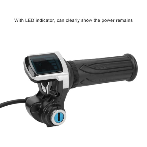 Electric Bike Twist Throttle Grip With Key Lock Set And LED Power Indicator For 48V Motorcycles And Scooters Ergonomic ABS Handlebar Grip Anti Slip Durable Easy Install Plug And Play