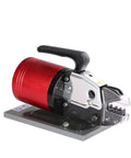 Heavy Duty Pneumatic Crimper Terminal Tool For Fast Electric Wire Compression on a workbench with a red casing.