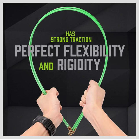 Hands bending 33 Inch Fiberglass Electrical Fish Tape Kit With Glow Rods, showing flexibility and rigidity.
